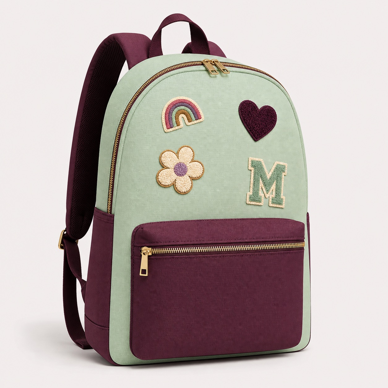 Mochila personalizada menta y ciruela